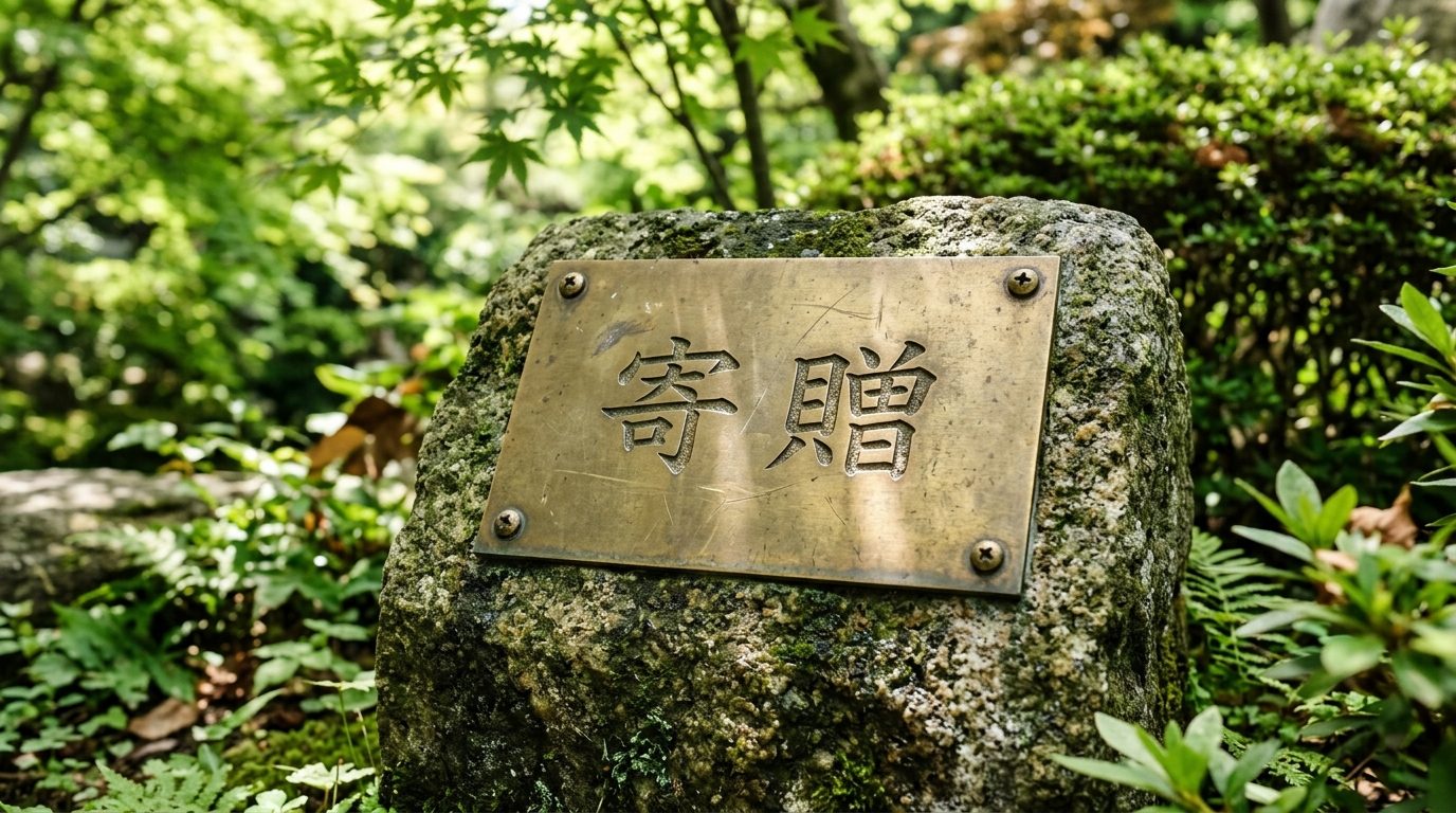 屋外に設置された寄贈銘板のイメージ