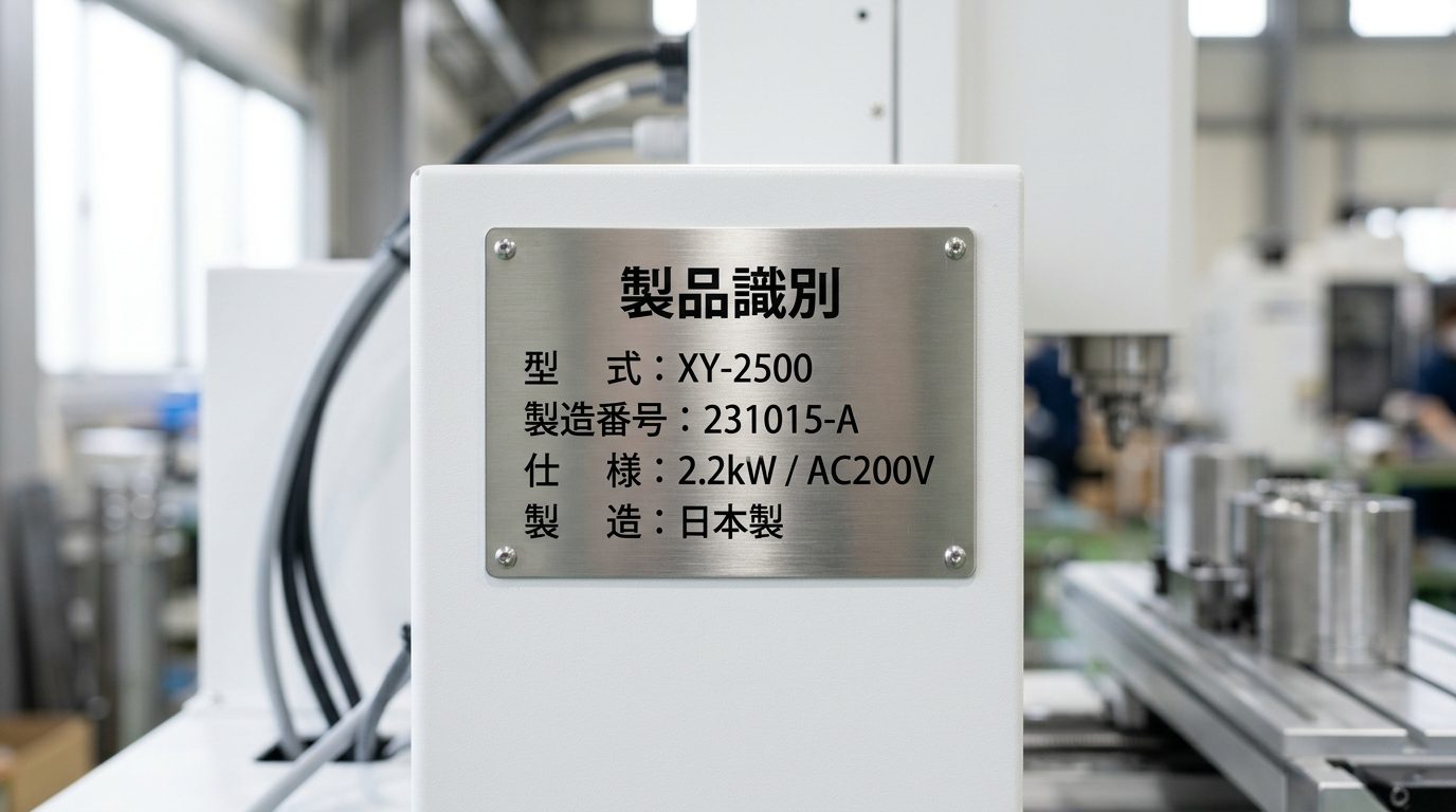 情報の優先順位と余白を整理した銘板レイアウトの例
